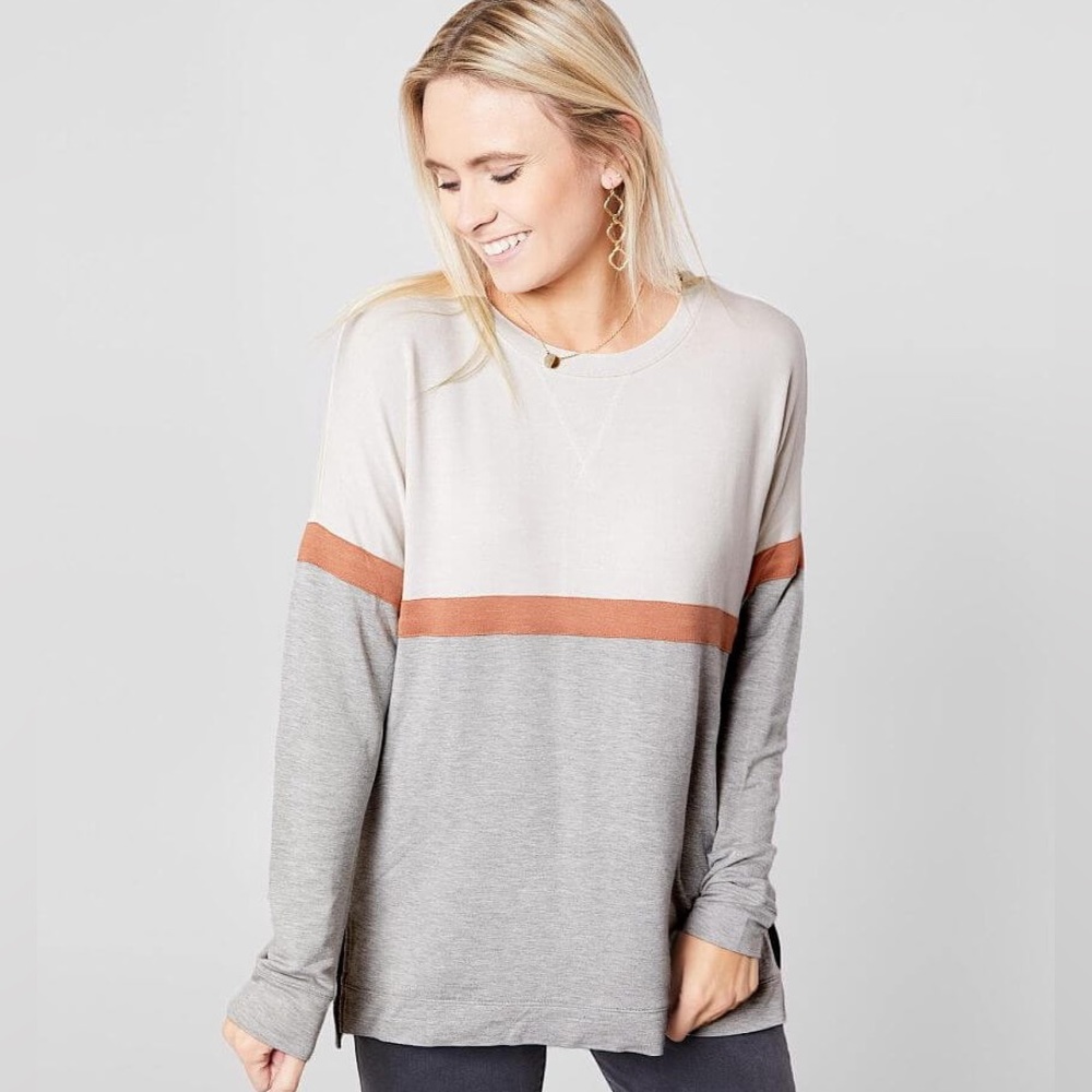 Z Supply Colour Block Long Sleeve Top Size Small